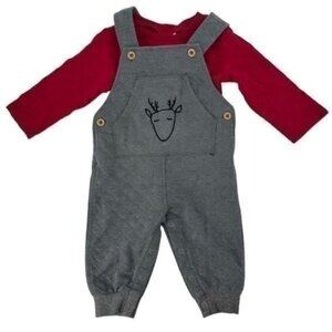 First Impressions Baby Boy Reindeer Overalls Set Size 6-9 Months New with Tag